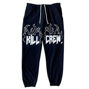 📌SOLD📌 Kill Crew | Black & White Heavyweight Lux Flame Sweatpants